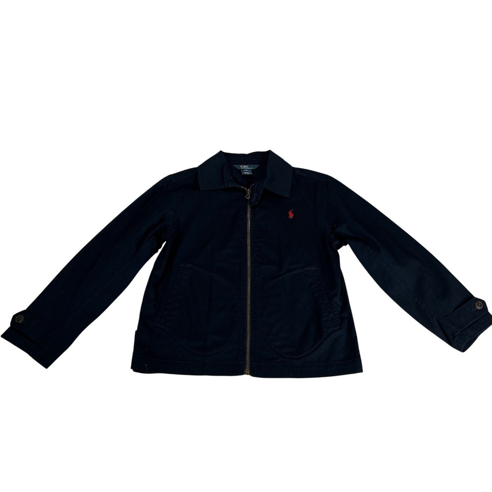 Polo Ralph Lauren Boys Navy Blue Cotton Full Zip Harrington Jacket Size S 8